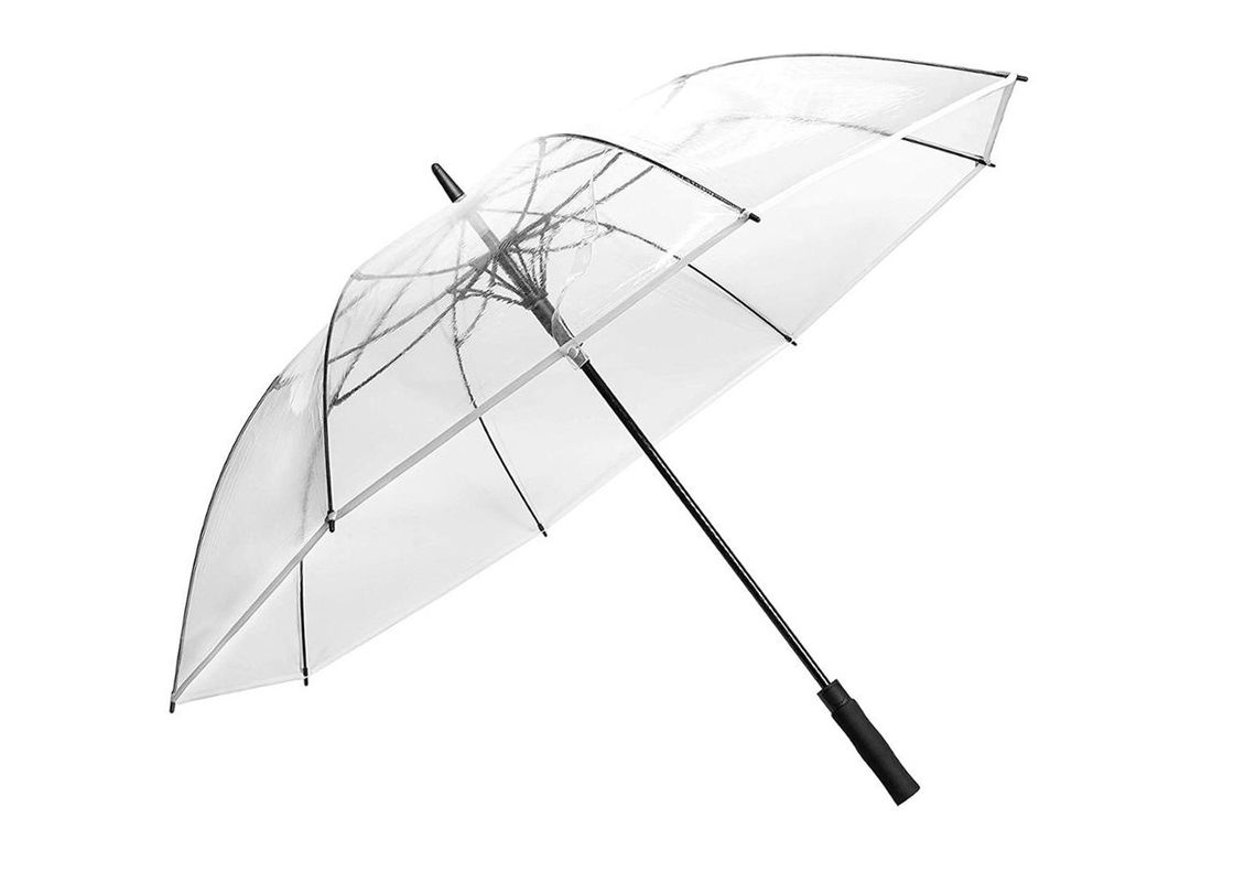 Les parapluies en plastique de pluie de fibre de verre d'espace libre fort de cadre dégagent le tissu amical de plastique de POC fournisseur