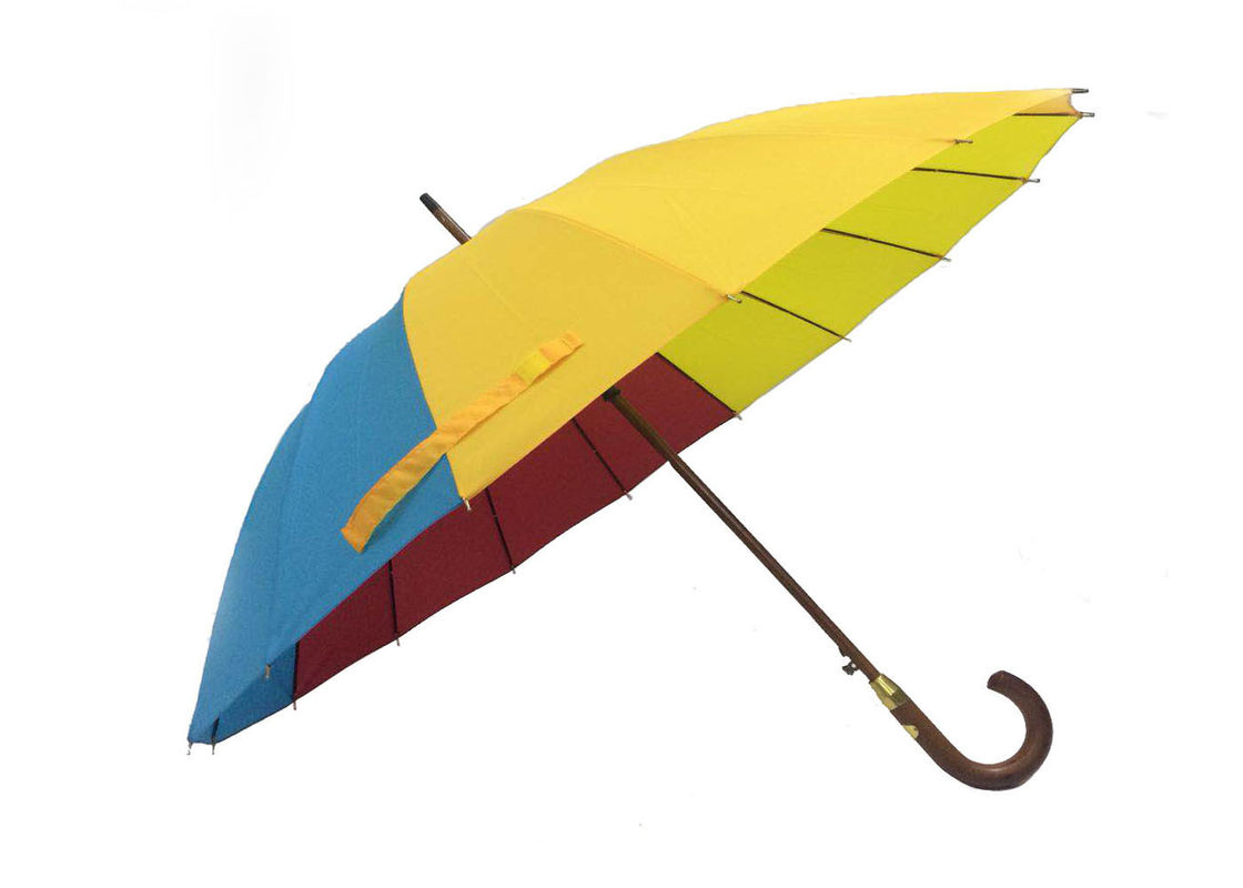 Les astuces en bois de double d'auvent de bâton de parapluie cadre en bois en métal ont adapté le logo aux besoins du client fournisseur
