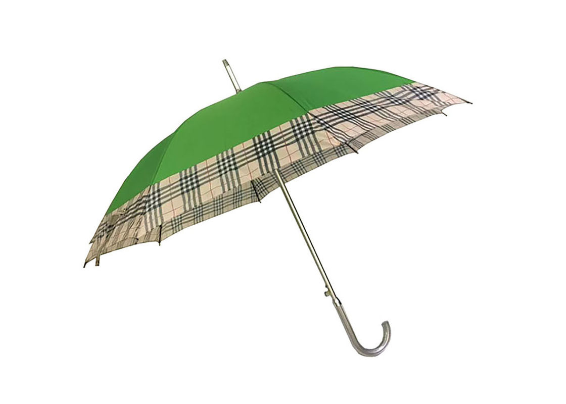 Parapluie vert de poignée de J, automobile en aluminium d'axe de parapluie à ouverture automatique ouverte fournisseur
